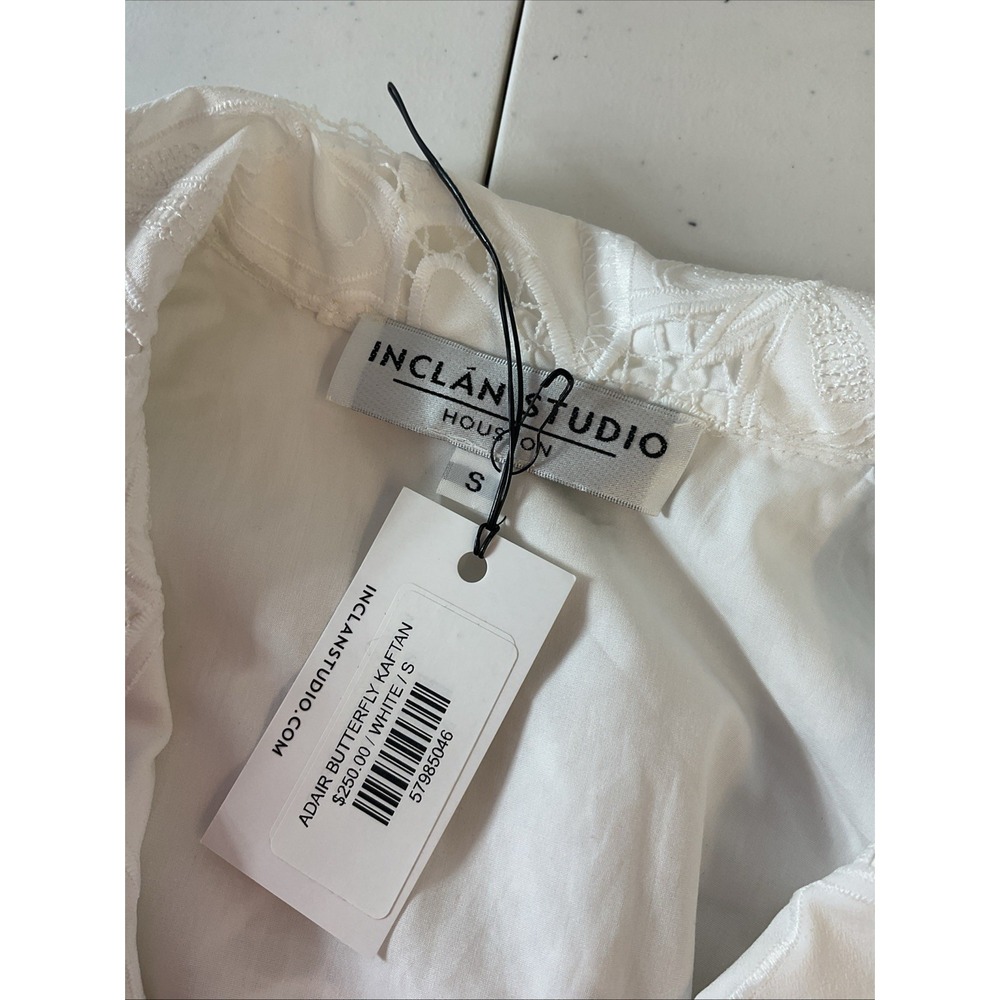 NEW Inclan Studio White Adair Butterfly Kaftan Dress Resort Beach Eyelet SM‎ - Picture 3 of 9
